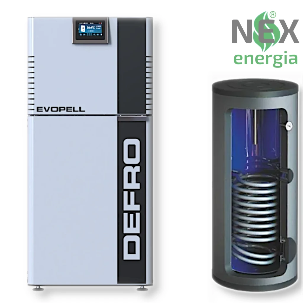 Zestaw grzewczy: Kocioł na pellet DEFRO EVOPELL + CWU + Montaż