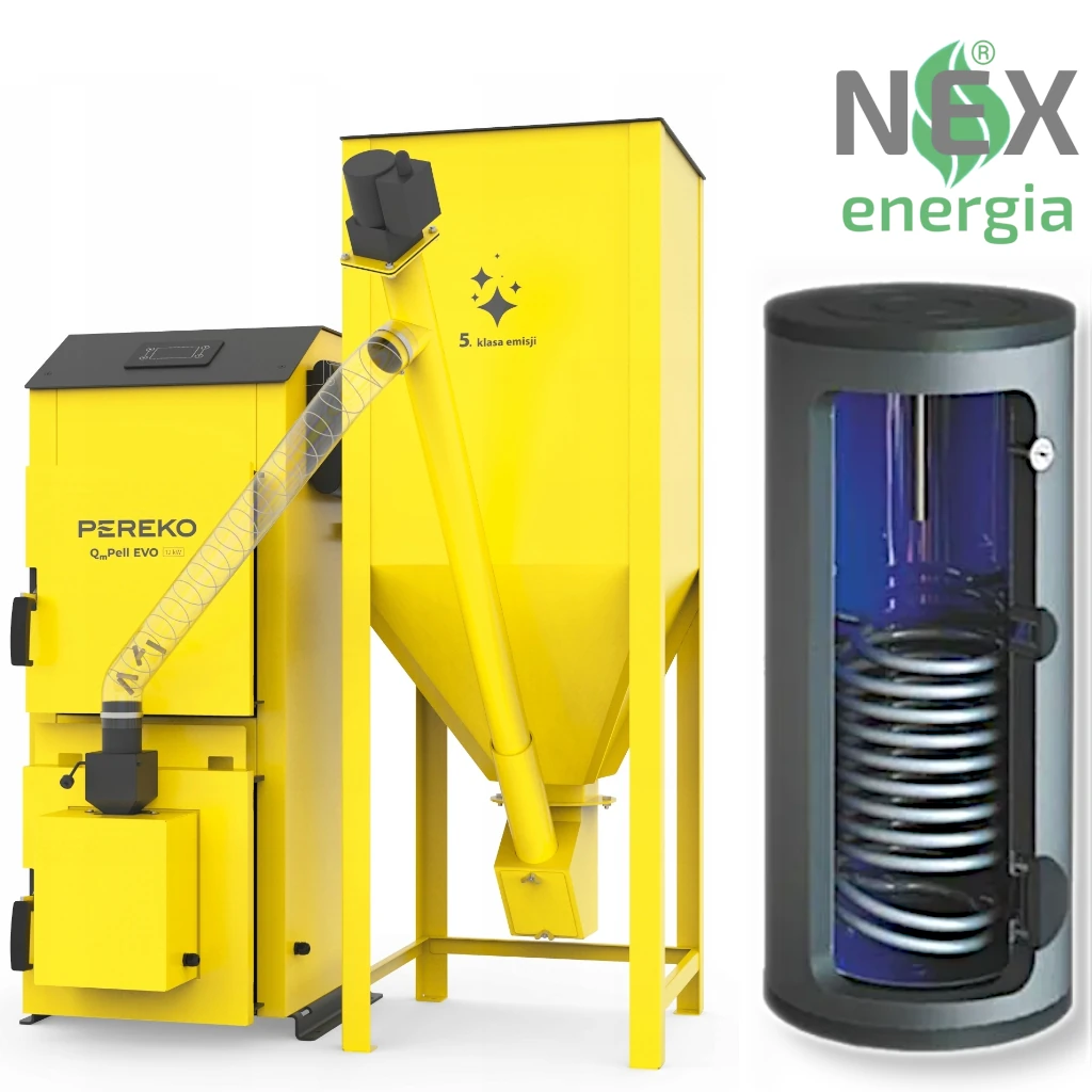 Zestaw grzewczy: Kocioł na pellet Pereko QMPELL EVO + CWU + Montaż